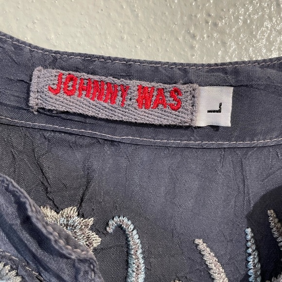 Johnny Was Embroidered Boho Tunic Blouse Roll Sleeve Lg Floral Boutique Artisan - Picture 14 of 15